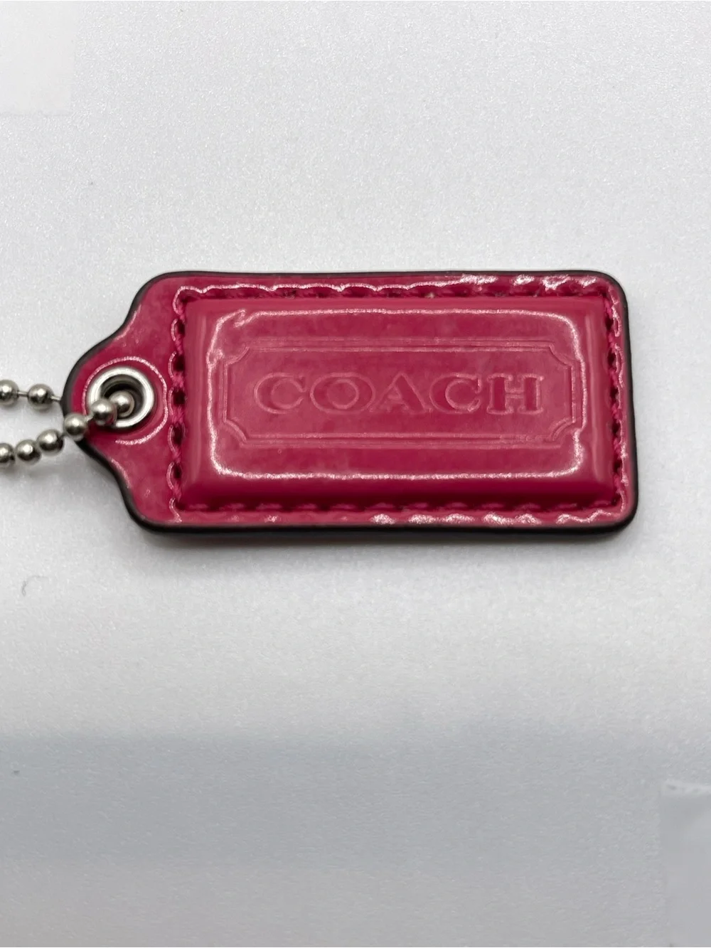 Coach Pink Patent Leather Hang Tag Keychain